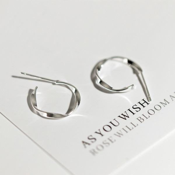 A43188 s925 silver weave stud earrings simple rope short dangle earrings