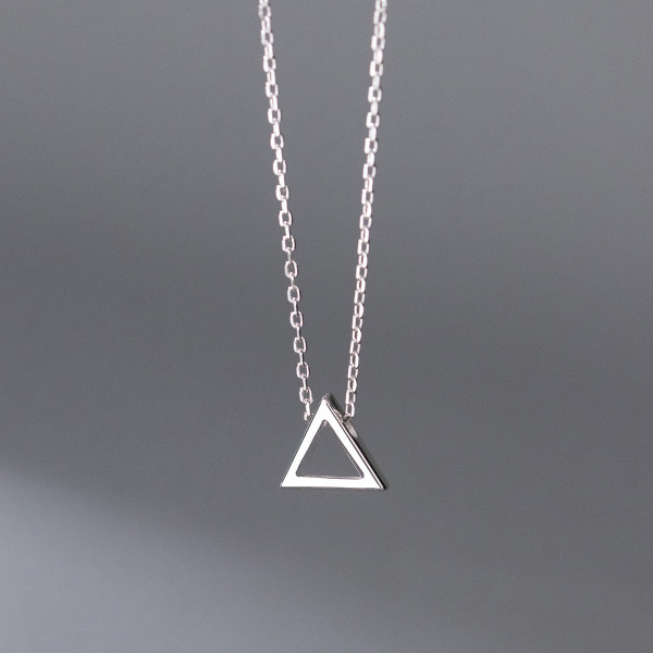 A36916 s925 sterling silver triangle necklace