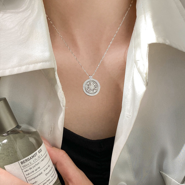 A45809 sterling silver dainty rhinestone necklace