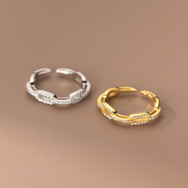 A36995 s925 sterling silver rhinestone chain ring