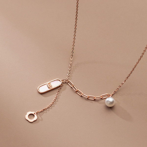 A34055 s925 sterling silver trendy flower necklace