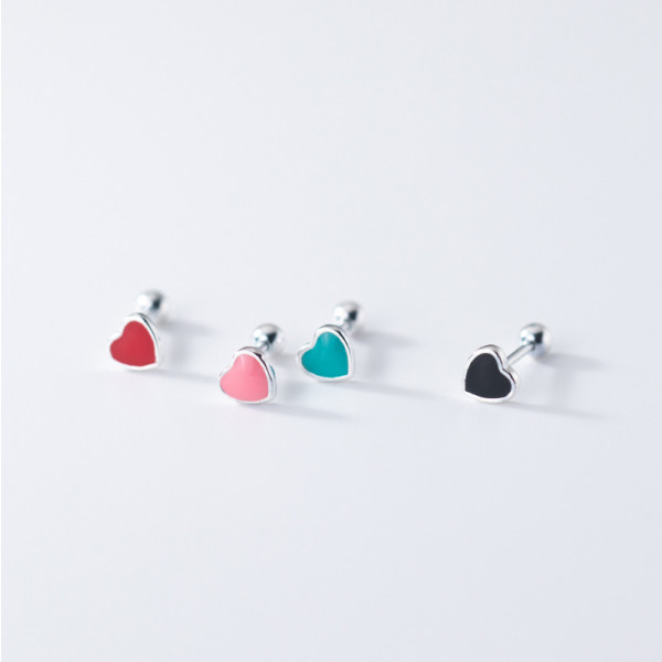 A36010 s925 sterling silver colorful spiral heart earrings
