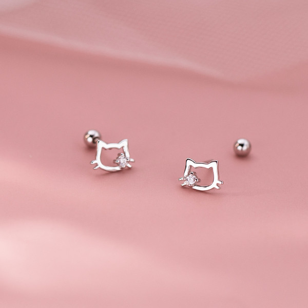 A45138 s925 sterling silver sweet rhinestone stud earrings