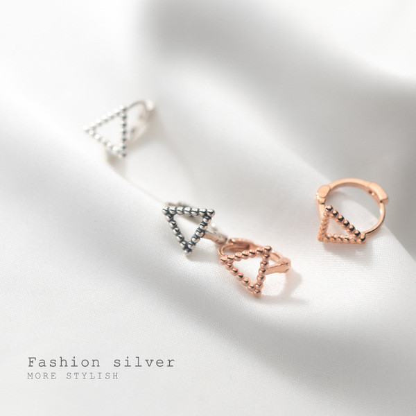 A32275 s925 sterling silver cute chic hollowed triangle earrings