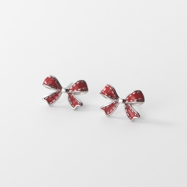 A35535 s925 sterling silver bow earrings