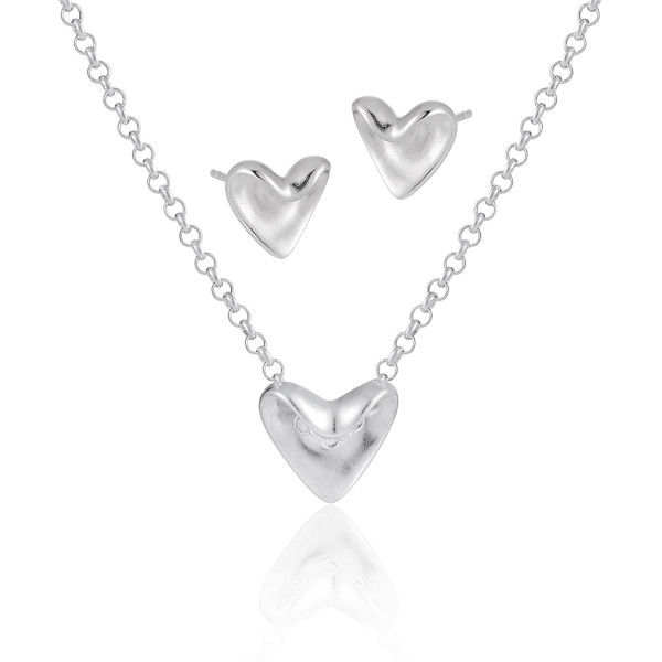 A43602 stud earrings s925 sterling silver unique simple heart necklace