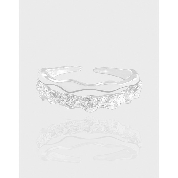 A43647 double layered sterling silver s925 adjustable ring