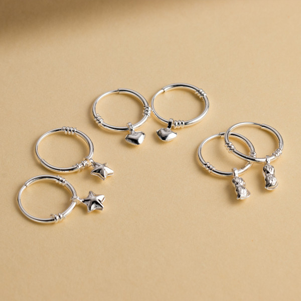 A42696 silver rope hoop cute earrings