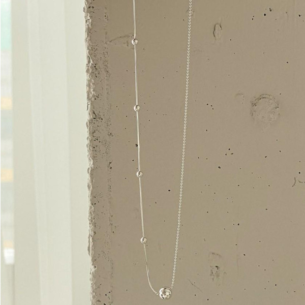 A36787 925 sterling silver geometric bead necklace