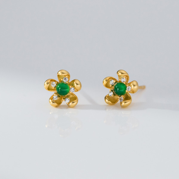 A40144 s925 sterling silver green rhinestone stud grade elegant earrings