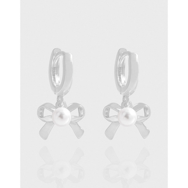 A42814 design butterfly pearl sterling silver s925 earrings