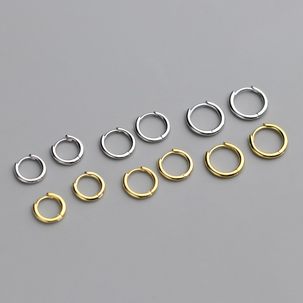 A37066 s925 sterling silver simple circle bar sweet shortM earrings