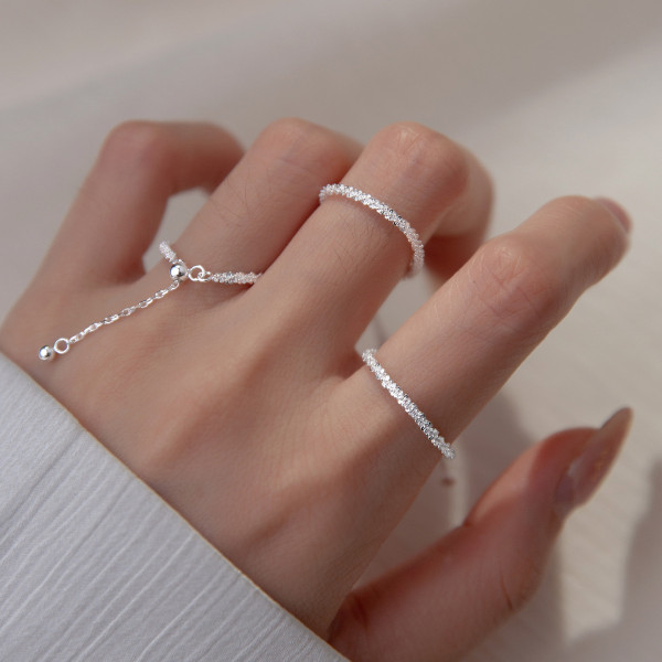A37020 s925 sterling silver starlight tassel ring