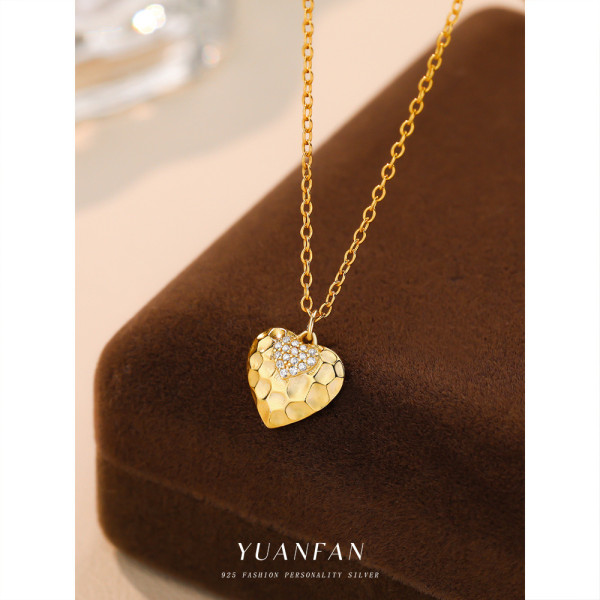 A43673 s925 sterling silver heart cubic zirconia pendant unique heartshape necklace