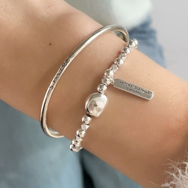 A39673 s925 silver simple initial charm women bracelet