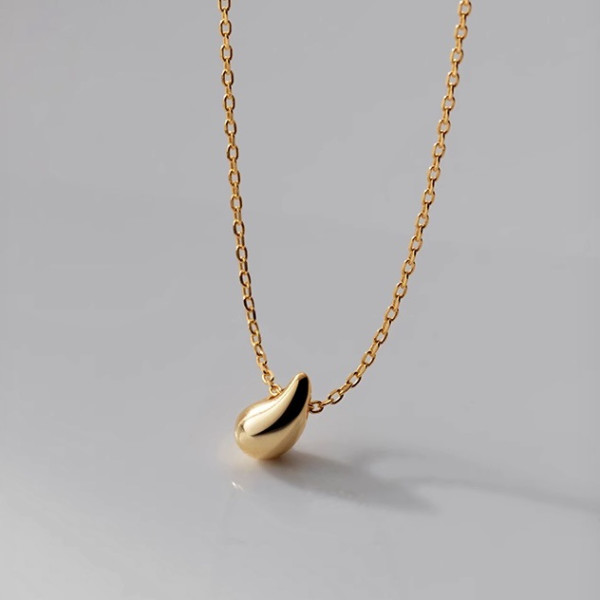 A42160 s925 silver trendy teardrop simple elegant necklace