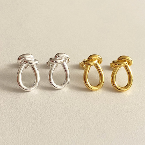 A41395 sterling silver twist stud earrings simple elegant earrings