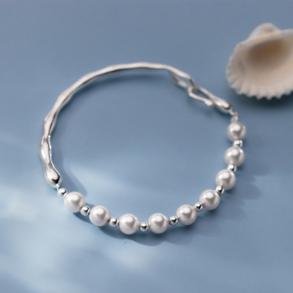 A42510 s925 sterling silver weave bangle bracelet