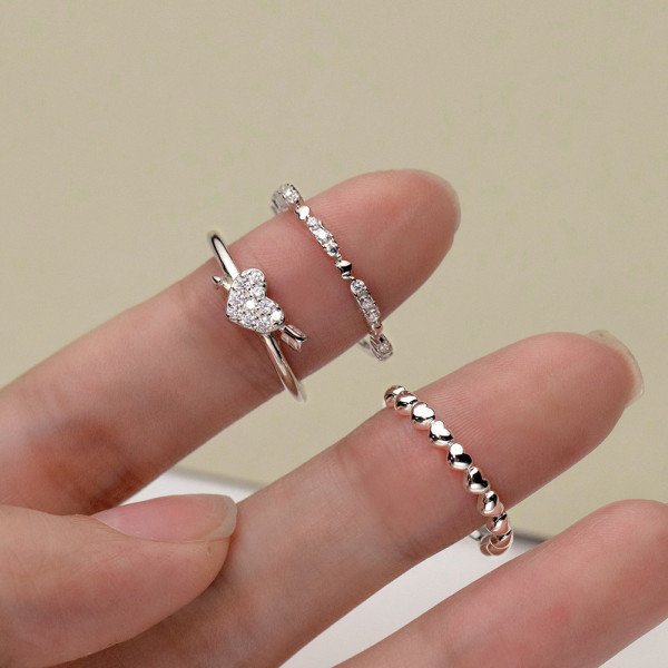 A43688 s925 sterling silver sweet heart rhinestone simulatedring elegant ring