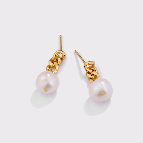 A35666 925 sterling silver chain pearl earrings