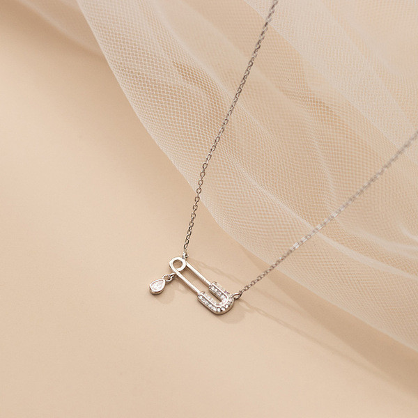 A34066 s925 sterling silver clip unique necklace