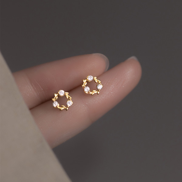 A36848 s925 sterling silver sweet rhinestone simple earrings