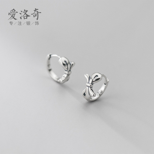 A31589 s925 sterling silver silver cute unique sweet bow chic earrings