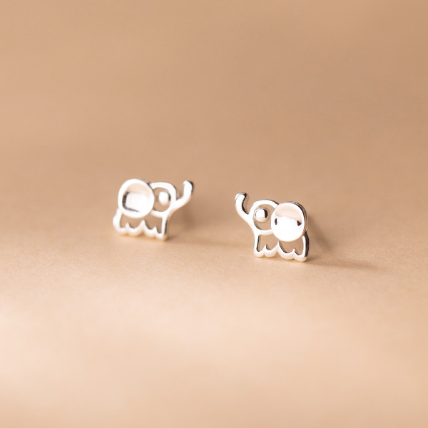 A35446 s925 sterling silver lady silver hollowed big small cute earrings