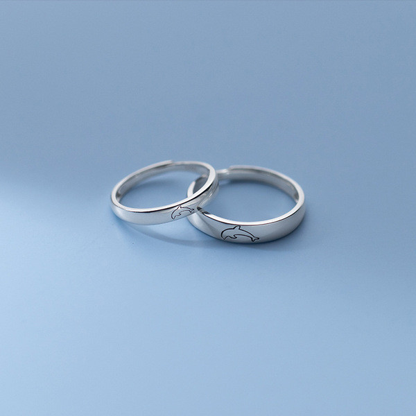 A34442 s925 sterling silver dolphin women unique fashion ring