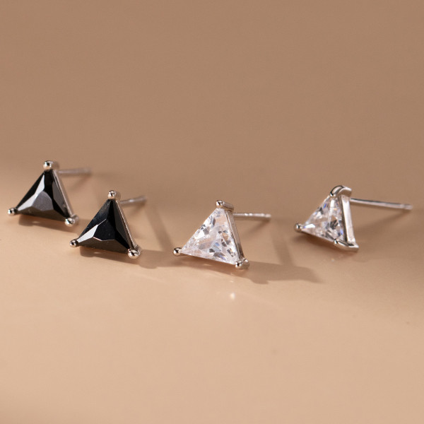 A40832 s925 sterling silver stud simple rhinestone triangle elegant cute sweet trendy earrings
