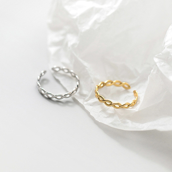 A33542 s925 sterling silver simple adjustable hollowed ring