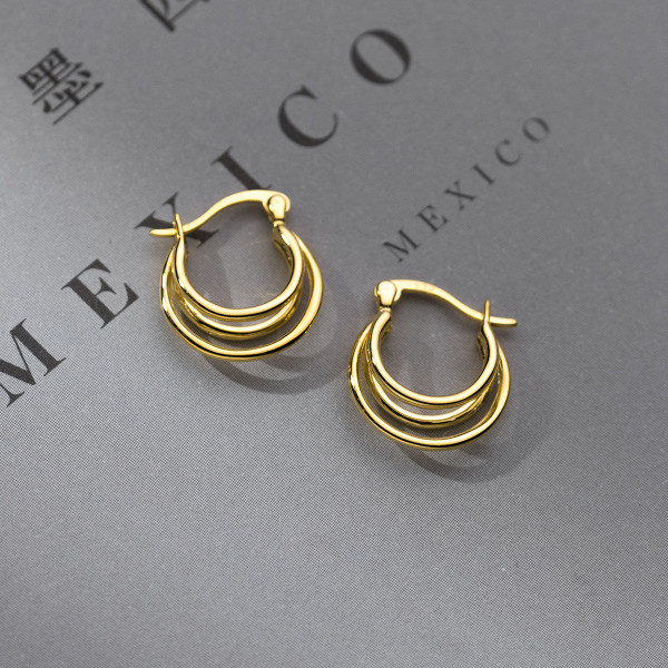 A38036 s925 sterling silver layered bar design earrings