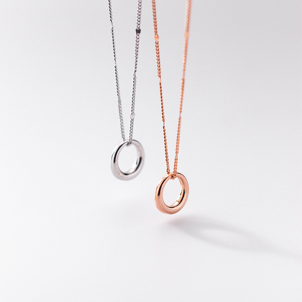 A34496 s925 sterling silver circle necklace