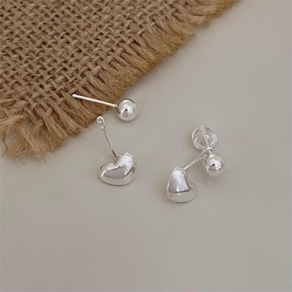 A41685 sterling silver heart stud earrings simple elegant earrings
