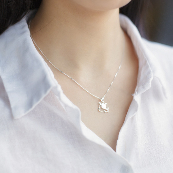 A35367 925 sterling silver pendant women cute simple cartoon set choke necklace