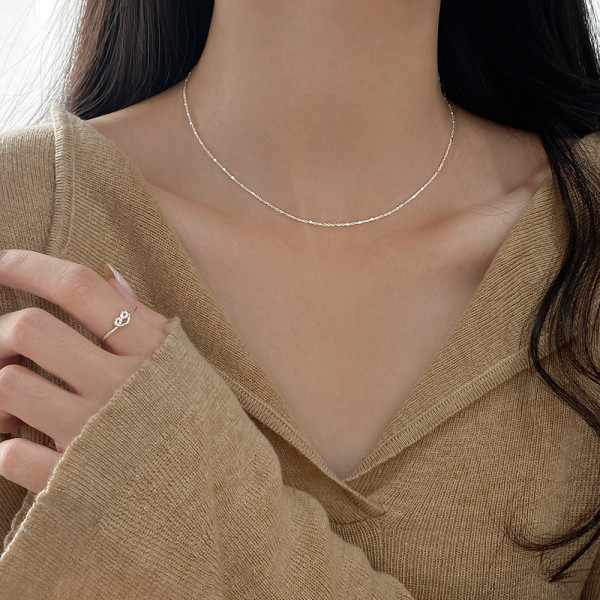 A44154 s925 sterling silver trendy sweet fashion square necklace