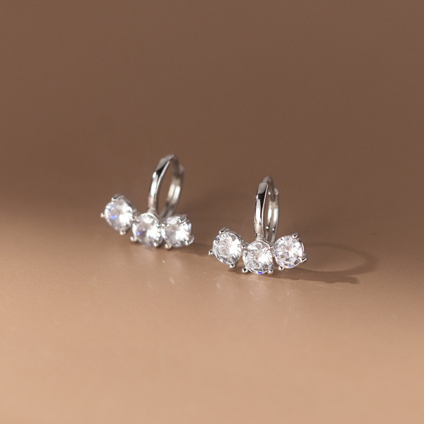 A39694 s925 sterling silver dainty rhinestone design sweet elegant earrings