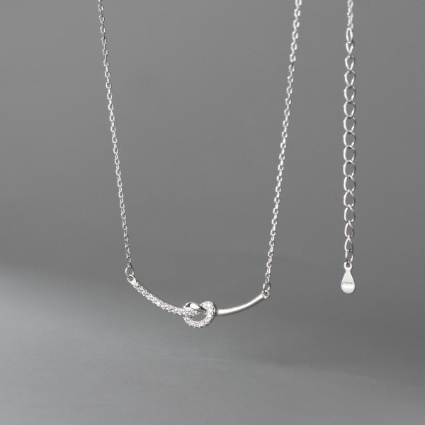 A36743 s925 sterling silver rhinestone rope short necklace