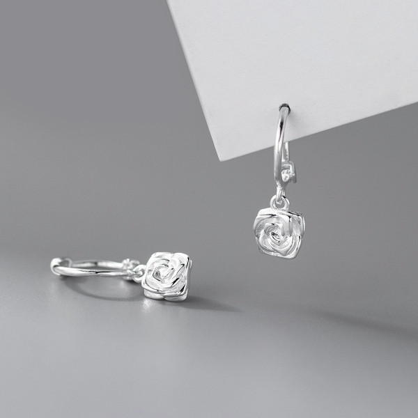 A46253 s925 sterling silver sweet dainty double rose ear buckle