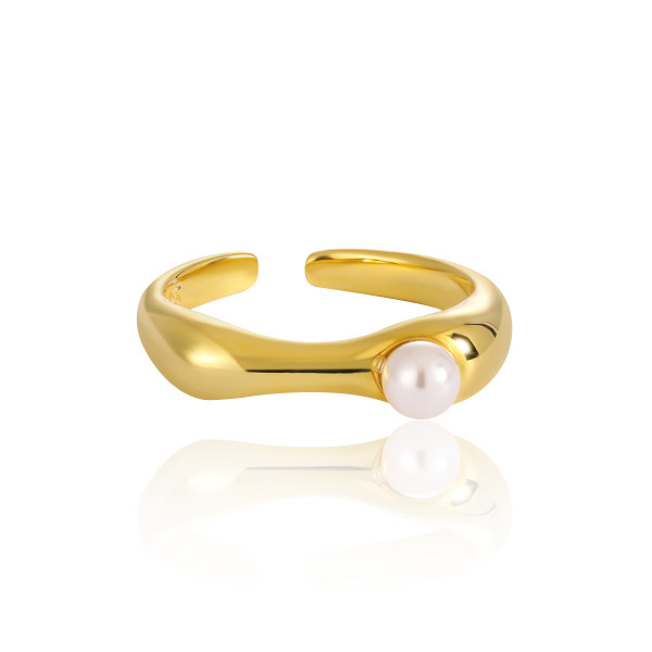 A42375 unique elegant geometric pearl s925 sterling silver ring
