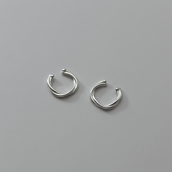 A35698 s925 sterling silver doublelayer wrap bar piercing earrings