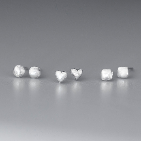A44915 s925 sterling silver sweet dainty simple matte finish stud earrings