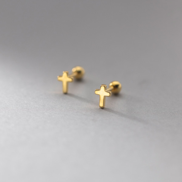 A36705 s925 sterling silver simple cross earrings