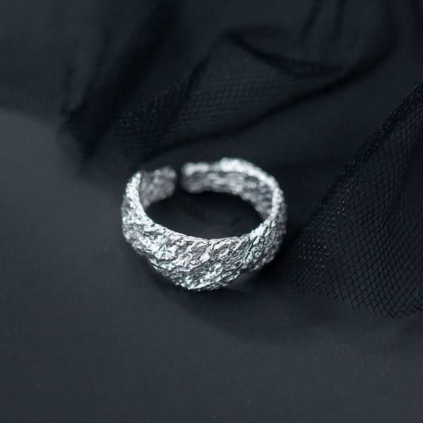 A33552 s925 sterling silver simple wide irregular ring