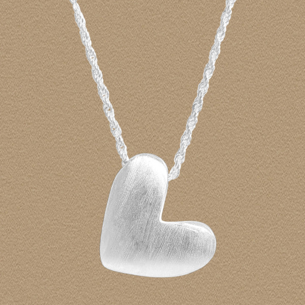 A45214 matte finish heart sterling silver s925 heartshape necklace