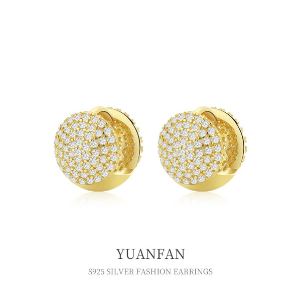 A37805 sterling silver cubic zirconia design fashion circle earrings