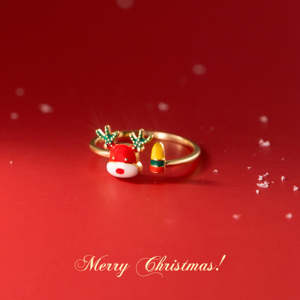 A36270 s925 sterling silver christmas deer ring
