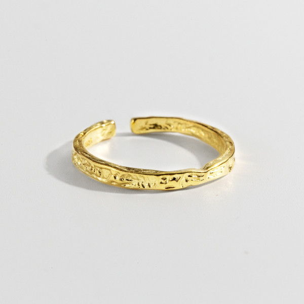 A43515 s925 sterling silver unique gold adjustable ring