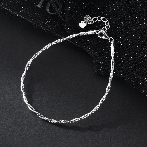 A45748 s925 silver trendy sweet extra double layered wrap weave charm bracelet