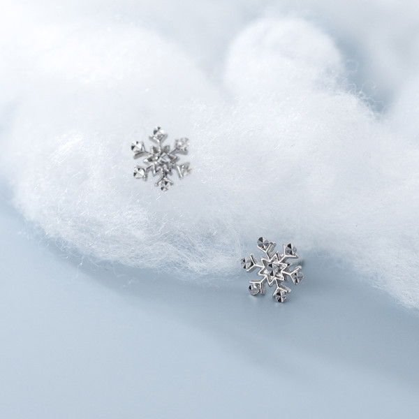 A40568 s925 silver snowflake stud christmas simple flower earrings